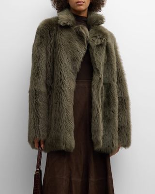 Toby Notched-Collar Shearling Coat