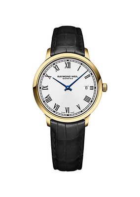 Toccata Goldtone Stainless Steel & Leather Strap Watch/39MM
