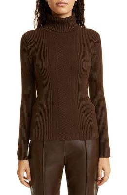 Toccin Cotton & Wool Turtleneck Sweater in Chocolate