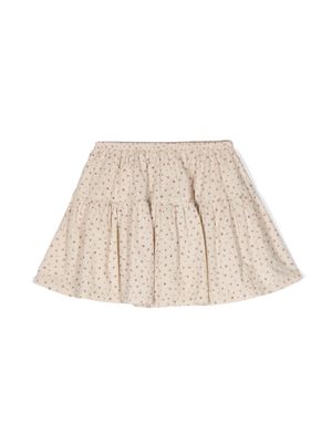 TOCOTO VINTAGE KIDS floral-print cotton miniskirt - Neutrals