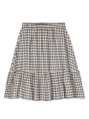 TOCOTO VINTAGE KIDS gingham-check cotton skirt - Neutrals