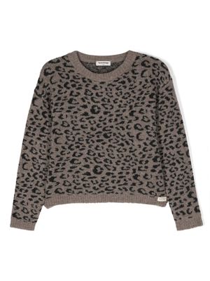 TOCOTO VINTAGE KIDS leopard-intarsia jumper - Brown