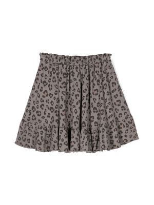 TOCOTO VINTAGE KIDS leopard-print cotton miniskirt - Grey