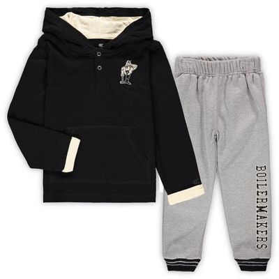 Toddler Colosseum Black/Heathered Gray Purdue Boilermakers Poppies Hoodie and Sweatpants Set