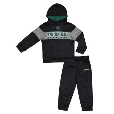 Toddler Colosseum Black Michigan State Spartans Grizworld Fleece Pullover Hoodie and Sweatpants Set
