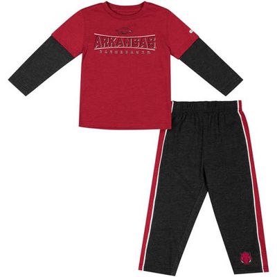 Toddler Colosseum Cardinal/Black Arkansas Razorbacks Long Sleeve T-Shirt & Pants Set