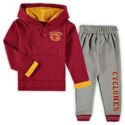 Toddler Colosseum Cardinal/Heathered Gray Iowa State Cyclones Poppies Hoodie and Sweatpants Set