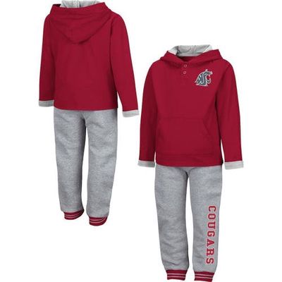 Toddler Colosseum Crimson/Heathered Gray Washington State Cougars Poppies Pullover Hoodie and Sweatpants Set