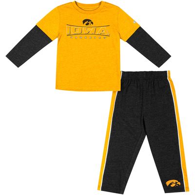 Toddler Colosseum Gold/Black Iowa Hawkeyes Long Sleeve T-Shirt & Pants Set
