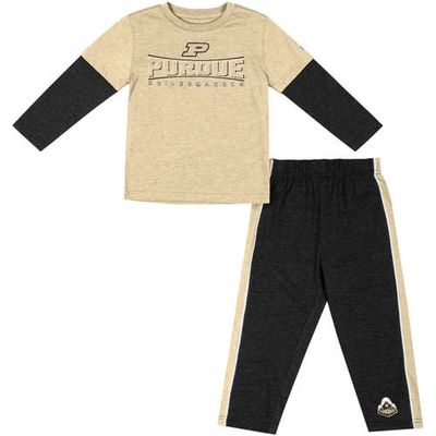 Toddler Colosseum Gold/Black Purdue Boilermakers Long Sleeve T-Shirt & Pants Set