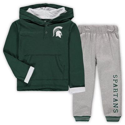 Toddler Colosseum Green/Heathered Gray Michigan State Spartans Poppies Hoodie and Sweatpants Set