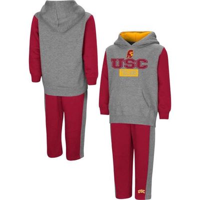Toddler Colosseum Heathered Gray/Cardinal USC Trojans Back to School Pullover Hoodie & Pants Set in Heather Gray