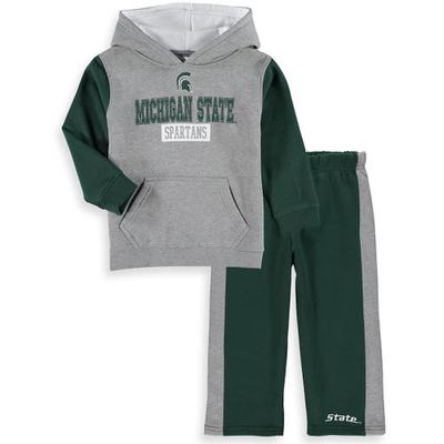 Toddler Colosseum Heathered Gray/Green Michigan State Spartans Back To School Fleece Hoodie And Pant Set in Heather Gray