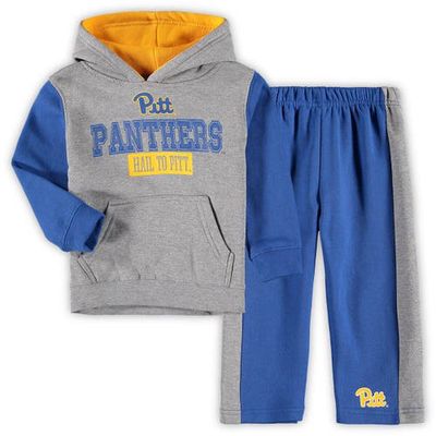 Toddler Colosseum Heathered Gray/Royal Pitt Panthers Back to School Fleece Pullover Hoodie & Pants Set in Heather Gray