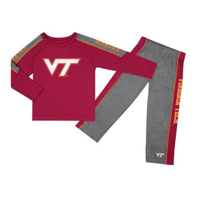 Toddler Colosseum Maroon/Heather Gray Virginia Tech Hokies Logo Raglan Long Sleeve T-Shirt & Pants Set