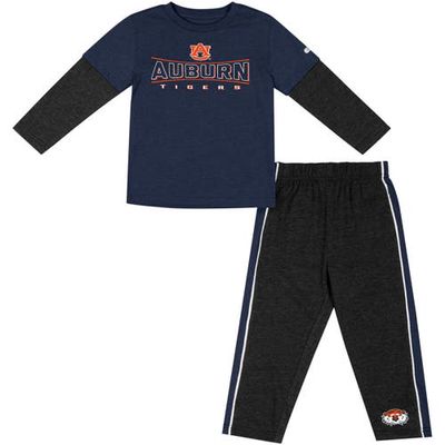 Toddler Colosseum Navy/Black Auburn Tigers Long Sleeve T-Shirt & Pants Set