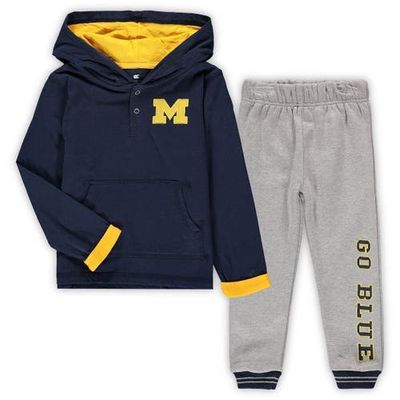 Toddler Colosseum Navy/Heathered Gray Michigan Wolverines Poppies Hoodie and Sweatpants Set