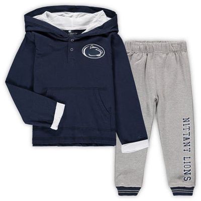 Toddler Colosseum Navy/Heathered Gray Penn State Nittany Lions Poppies Hoodie and Sweatpants Set