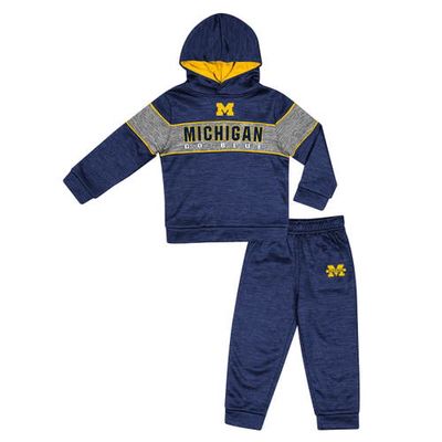 Toddler Colosseum Navy Michigan Wolverines Grizworld Fleece Pullover Hoodie and Sweatpants Set