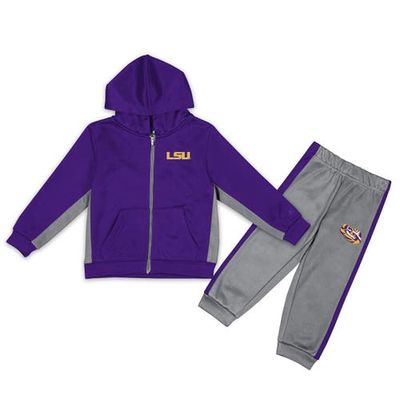 Toddler Colosseum Purple/Gray LSU Tigers Shark Full-Zip Hoodie Jacket & Pants Set