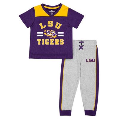 Toddler Colosseum Purple/Heather Gray LSU Tigers Ka-Boot-It Jersey & Pants Set