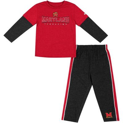 Toddler Colosseum Red/Black Maryland Terrapins Long Sleeve T-Shirt & Pants Set