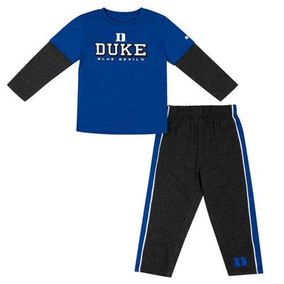 Toddler Colosseum Royal/Black Duke Blue Devils Long Sleeve T-Shirt & Pants Set