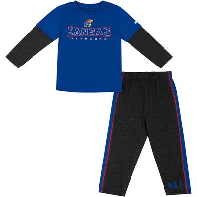 Toddler Colosseum Royal/Black Kansas Jayhawks Long Sleeve T-Shirt & Pants Set