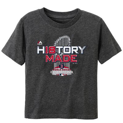 Toddler Majestic Heather Charcoal Boston Red Sox 2018 World Series Champions Locker Room T-Shirt