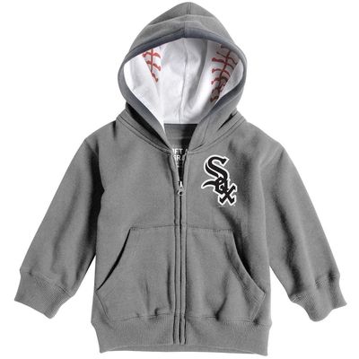 Toddler Soft as a Grape Heathered Gray Chicago White Sox Baseball Print Full-Zip Hoodie in Heather Gray