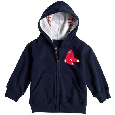 Toddler Soft as a Grape Navy Boston Red Sox Baseball Print Full-Zip Hoodie