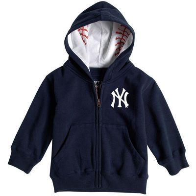 Toddler Soft as a Grape Navy New York Yankees Baseball Print Full-Zip Hoodie