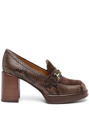 Tod's 80mm crocodile-effect leather pumps - Brown