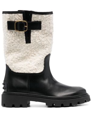 Tod's bouclé -detail leather boots - Black