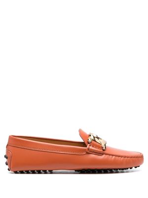 Tod's chain link-detail leather loafers - Orange