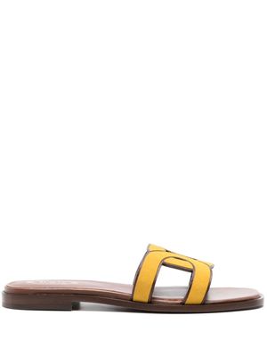 Tod's chain-motif leather slides - Yellow