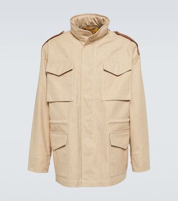 Tod's Coated leather-trimmed cotton jacket