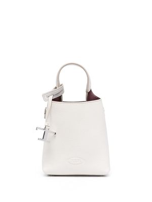 Tod's debossed-logo leather mini bag - White