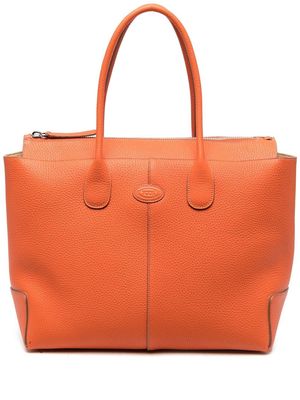 Tod's Di logo-embossed leather tote bag - Orange
