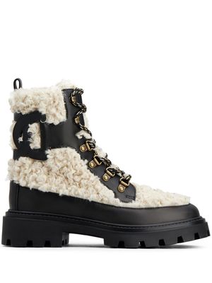 Tod's faux-shearling leather ankle boots - White