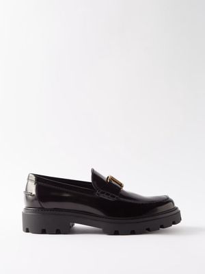 Tod's - Gomma Pesante Patent-leather Loafers - Mens - Black