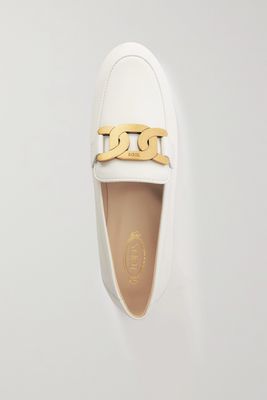 Tod's - Kate Embellished Leather Loafers - White