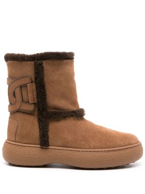 Tod's Kate shearling suede boots - Brown