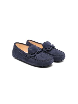 Tod's Kids bow-detail suede mocassins - Blue