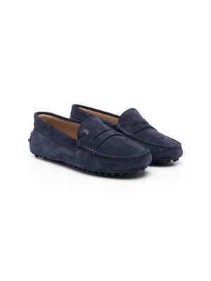 Tod's Kids embroidered-logo loafers - Blue