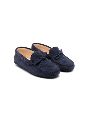 Tod's Kids tie-straps suede loafers - Blue