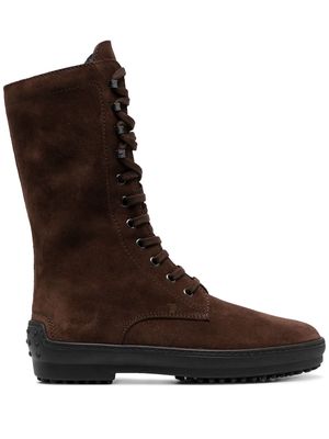 Tod's lace-up suede boots - Brown