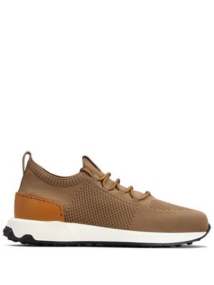 Tod's logo-appliqué knitted sneakers - Brown