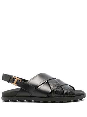 Tod's logo-buckle leather sandals - Black