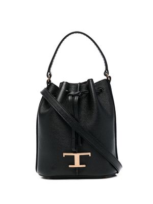 Tod's logo-charm leather bucket bag - Black